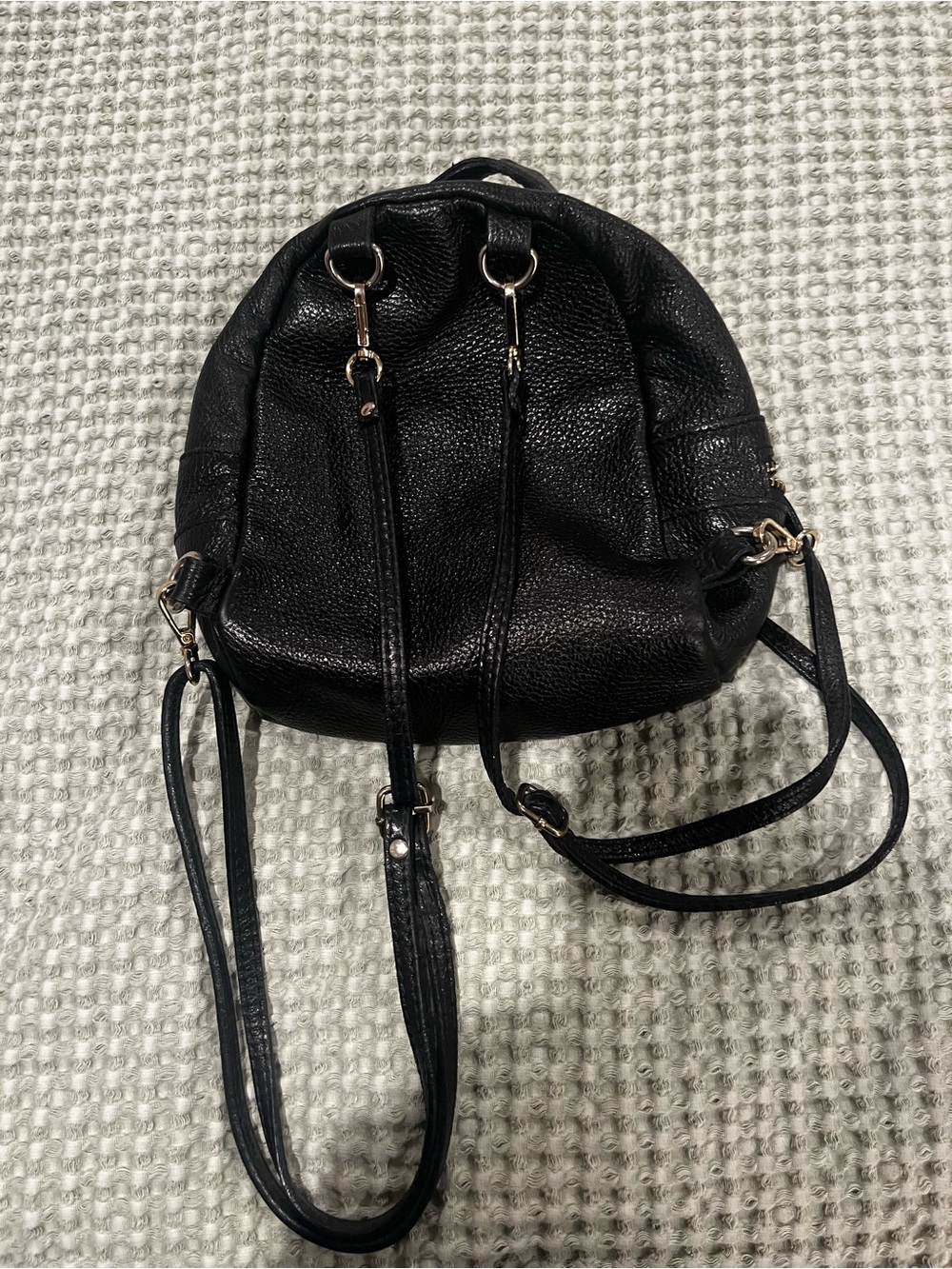 Made in Italy Mini Black Leather Backpack - Picture 2 of 5